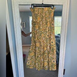 Anna Cate Floral Yellow and Green Dress Medium (also a skirt)